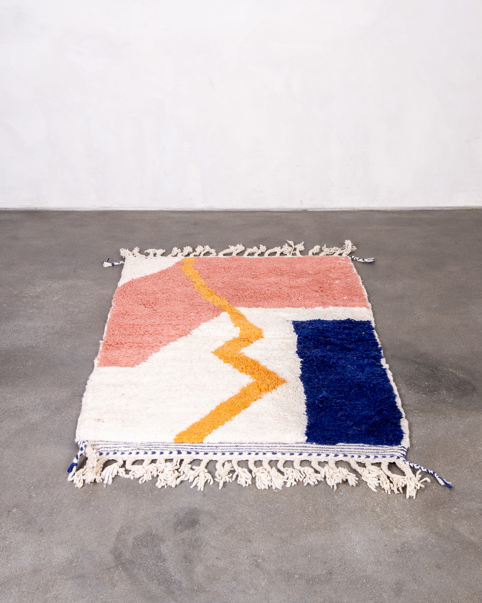 Modern designer handcrafted Berber rug from morocco Beniourain with beautiful colors and patterns